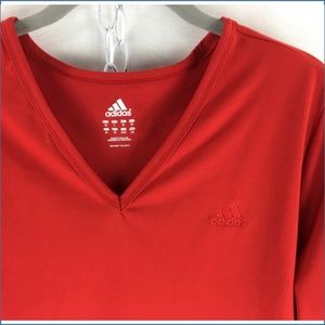 Adidas Climalite Red Embroidered Long Sleeve Shirt